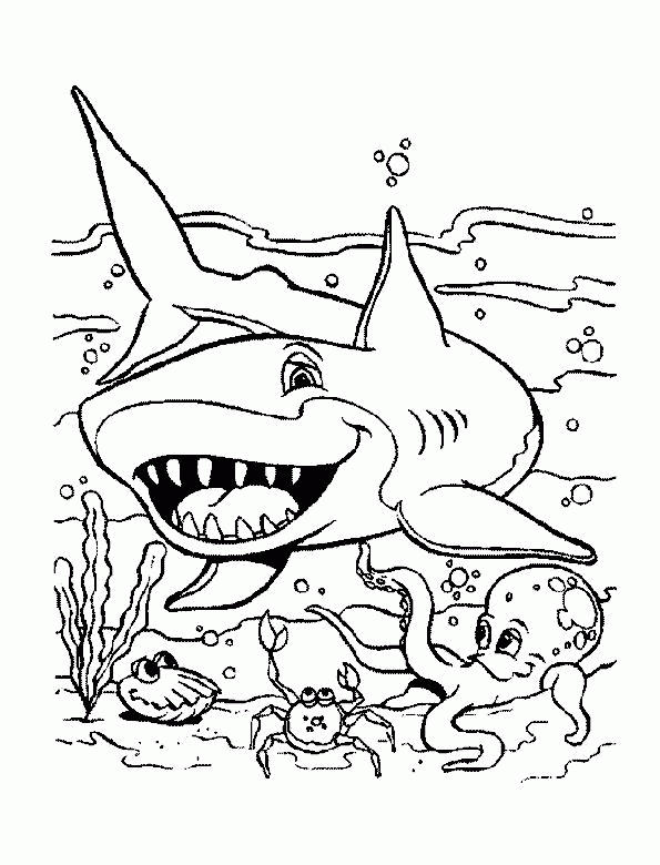 Название: Раскраска Раскраски подводный мир природа подводный мир акула рыбки. Категория: . Теги: .