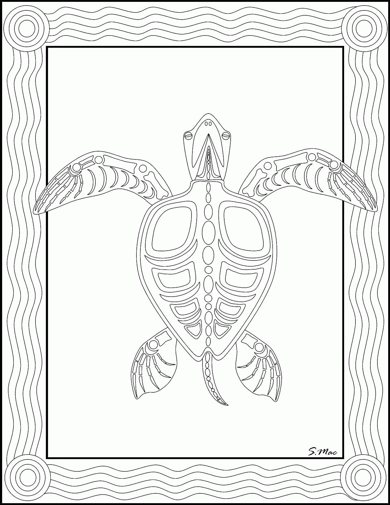 Название: Раскраска Морская черепаха в узорах. Категория: . Теги: .