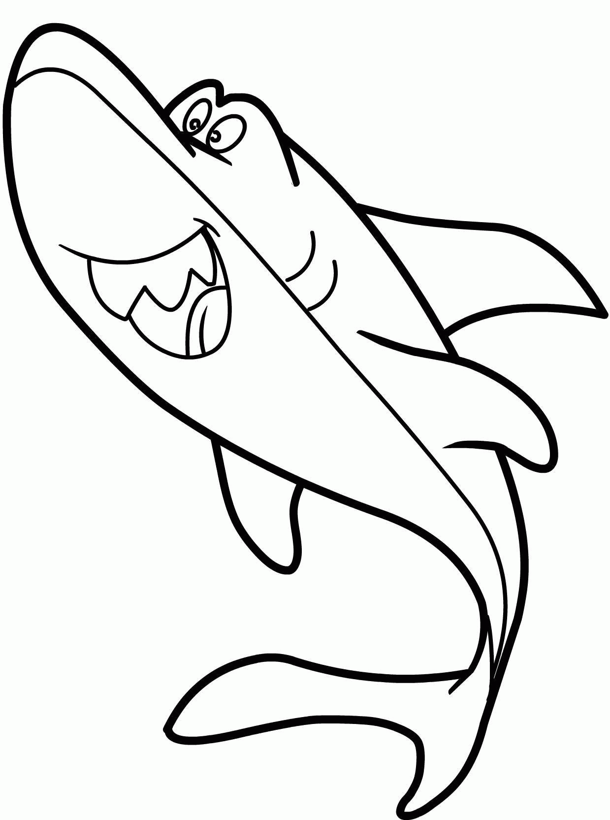 Название: Раскраска Раскраска Веселая акула Скачать ,акулы, рыбы,.  Распечатать . Категория: . Теги: .