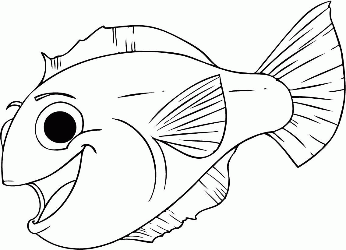 Раскраска Раскраски рыбы веселая рыбка контур для вырезания из бумаги Скачать .  Распечатать 