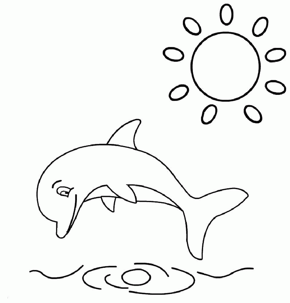 Название: Раскраска Дельфин прыгает над водой. Категория: . Теги: .