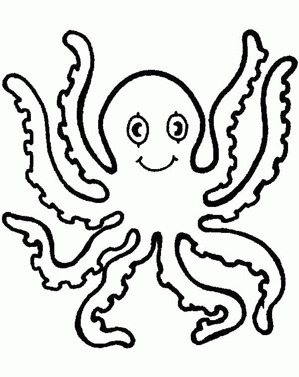 Название: Раскраска Раскраска Веселый осьминог Скачать Подводный мир, осьминог.  Распечатать ,малышам,. Категория: . Теги: .