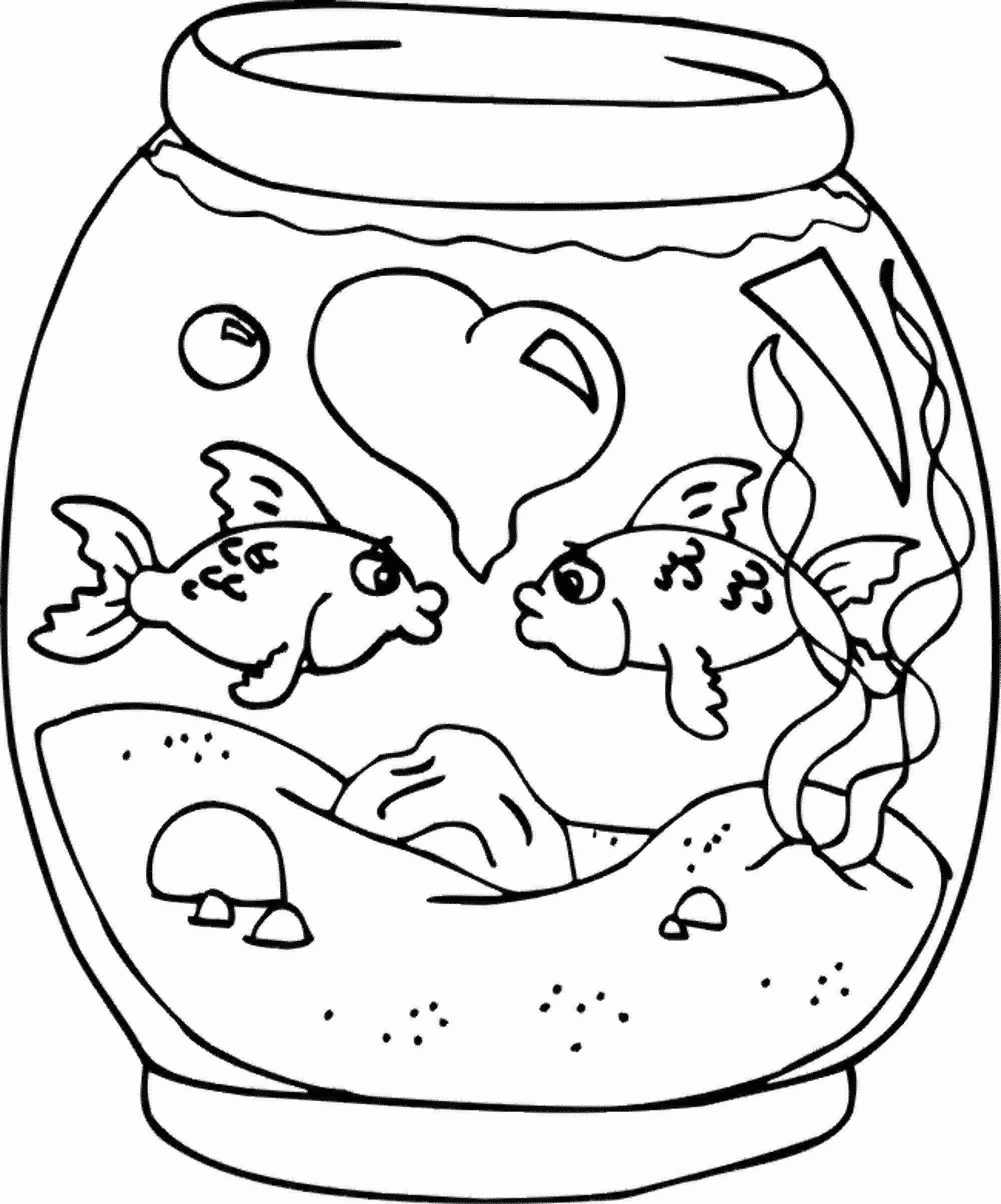 Раскраска Влюблённые рыбы в аквариуме Скачать .  Распечатать 