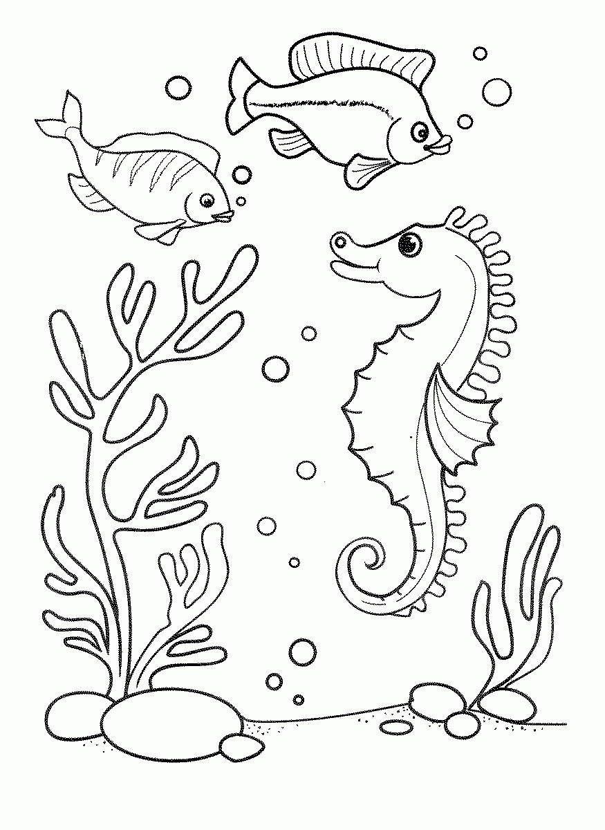 Название: Раскраска Разукрашка морской конек и две рыбки. Категория: . Теги: .