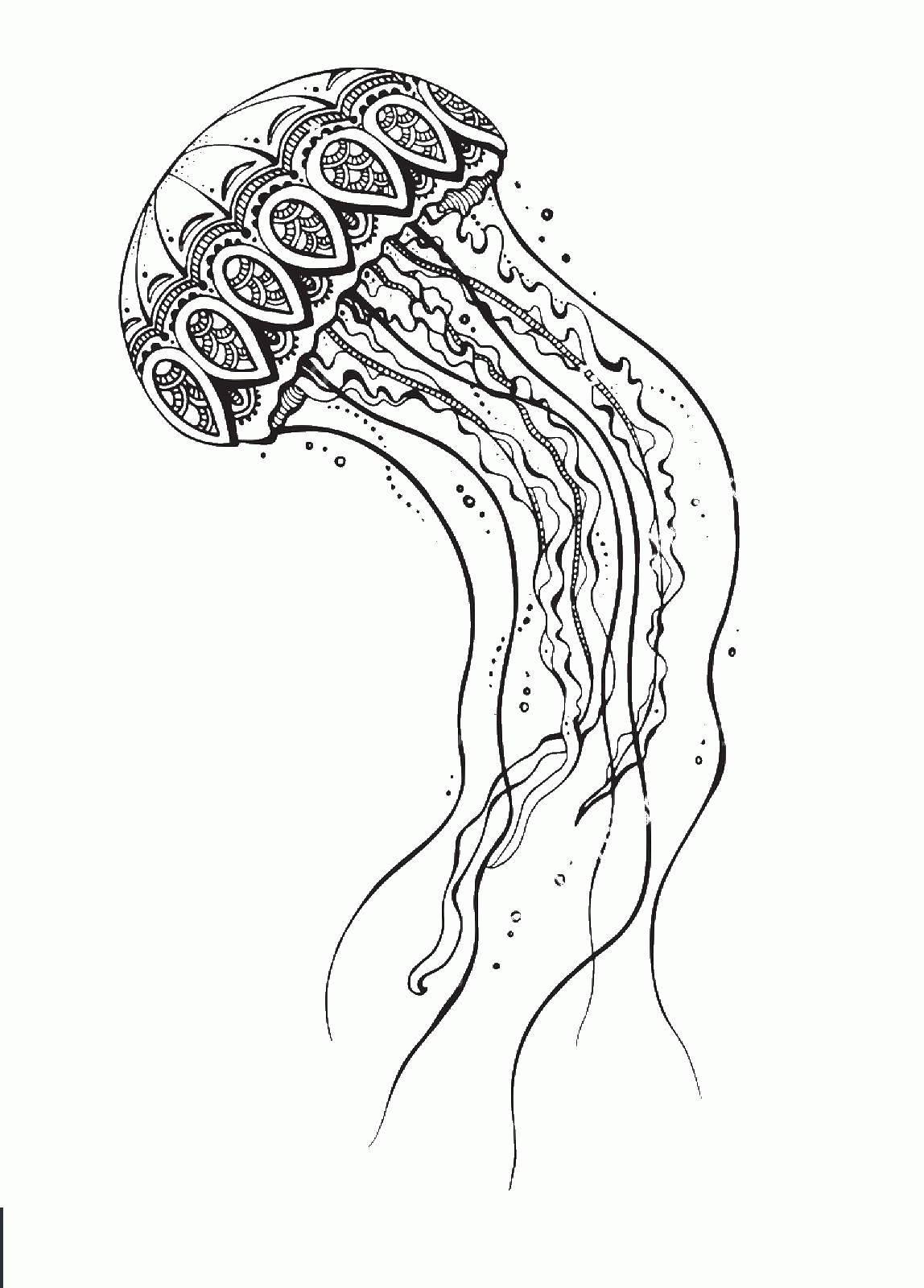 Раскраска Красивая узорная медуза Скачать .  Распечатать 