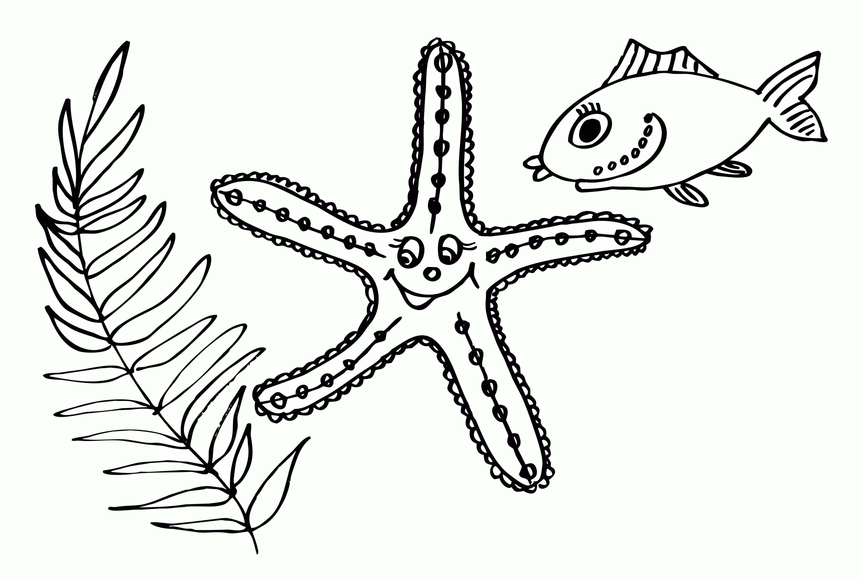 Название: Раскраска Раскраски подводный мир детская раскраска подводный мир,  морская звезда, рыбы, водоросли. Категория: . Теги: .