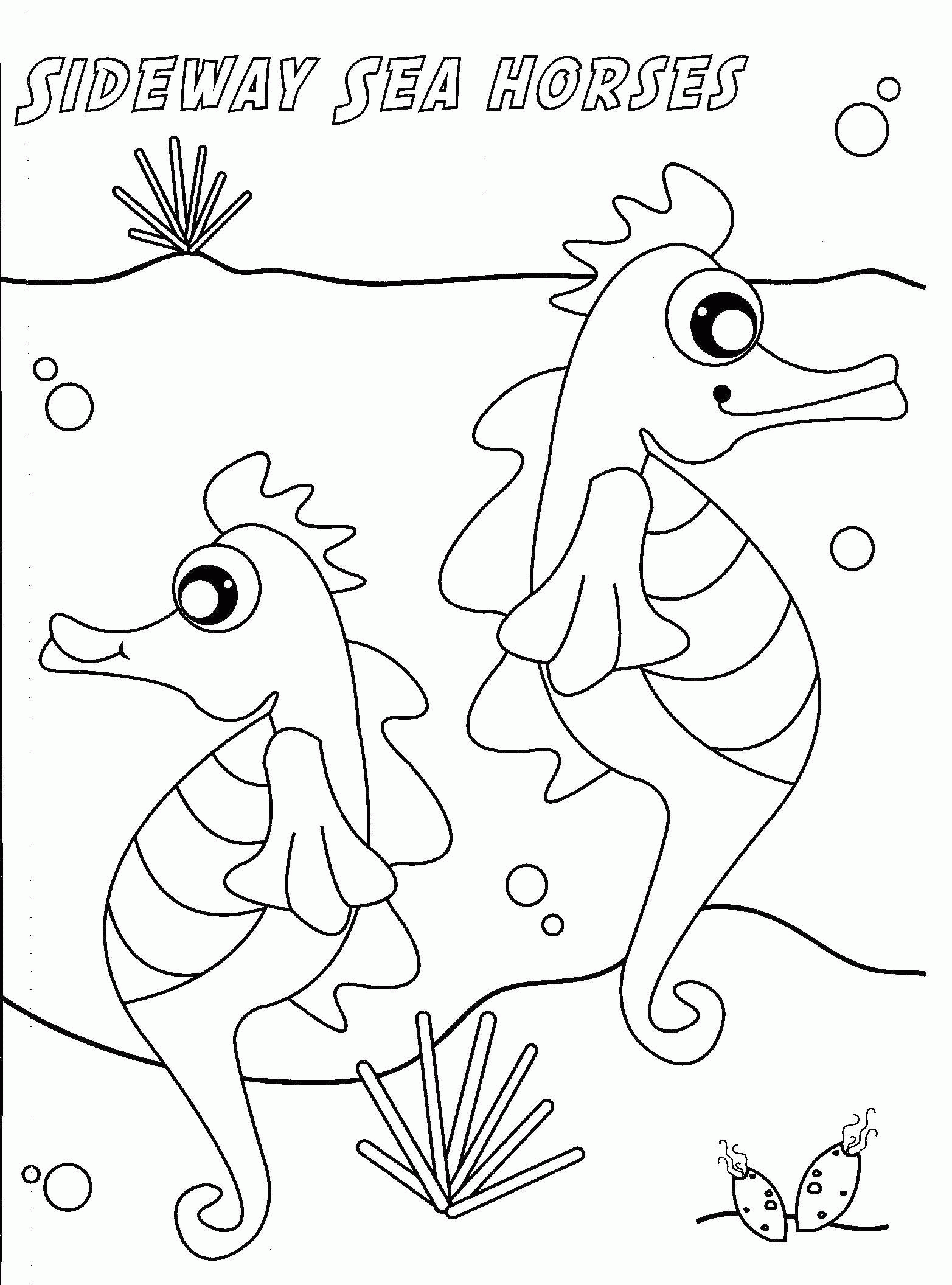 Название: Раскраска Морские коньки в воде. Категория: . Теги: .