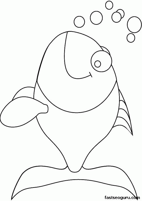 Раскраска Раскраска Рыбка и пузырьки Скачать море, вода, рыбки.  Распечатать ,Рыбы, Скачать .  Распечатать 