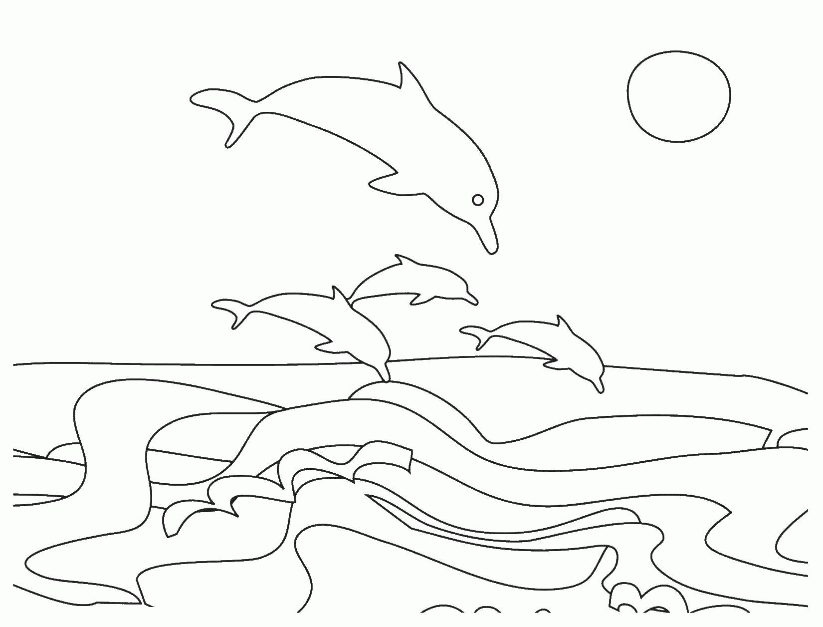 Название: Раскраска Дельфины выпрыгивают  из воды. Категория: . Теги: .