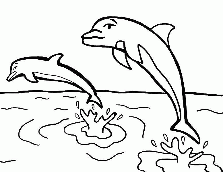 Название: Раскраска Дельфины плавают в океане. Категория: . Теги: .
