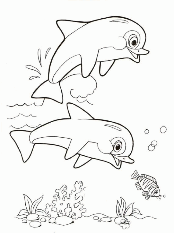 Название: Раскраска Раскраски подводный мир природа подводный мир дельфины. Категория: . Теги: .