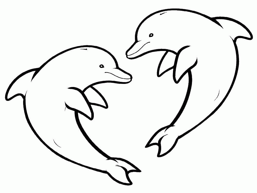 Название: Раскраска Два дельфина в сердце. Категория: . Теги: .