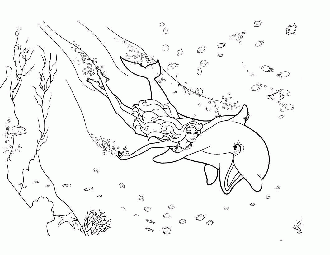 Название: Раскраска Раскраски русалка детская раскраска подводный мир,  дельфин и русалка. Категория: . Теги: .