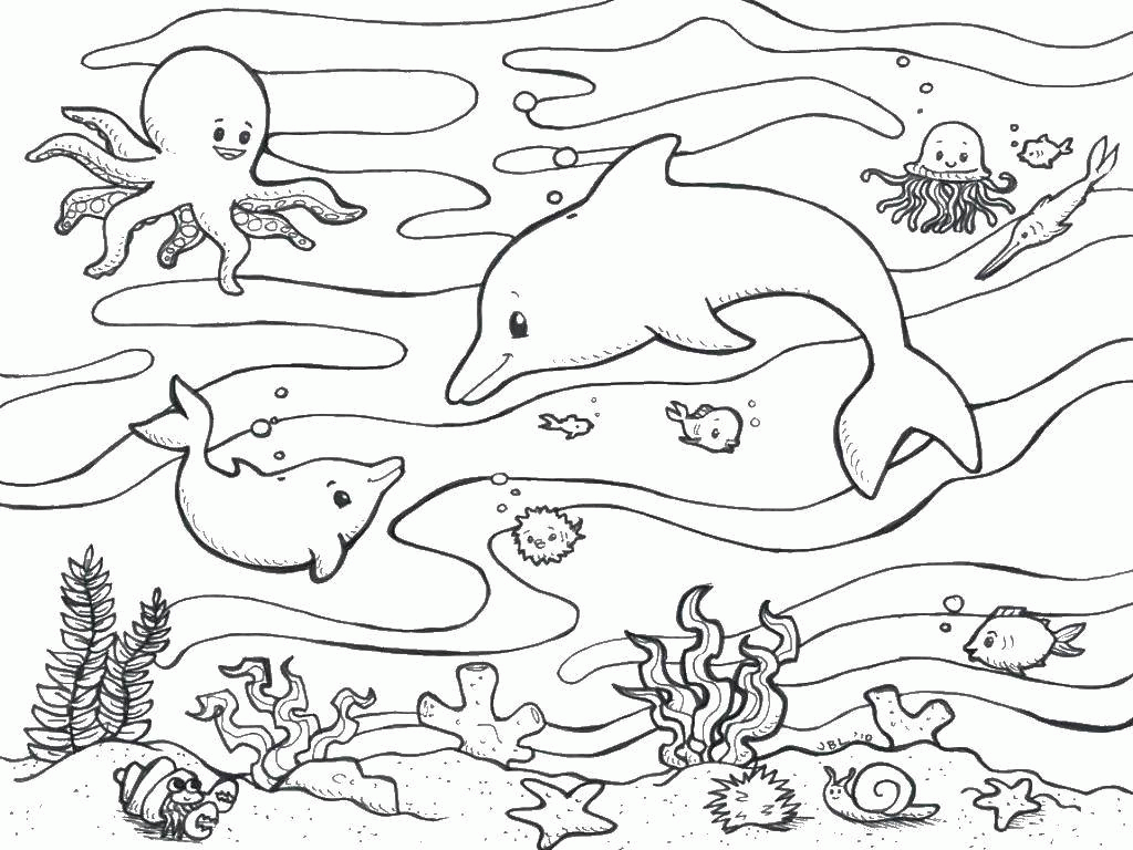 Название: Раскраска Дельфины в океане. Категория: . Теги: .